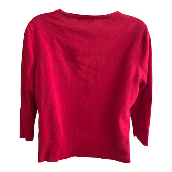 Coldwater Creek Womens 3/4 Sleeve Cardigan M Red Button Up Lightweight - Picture 2 of 6